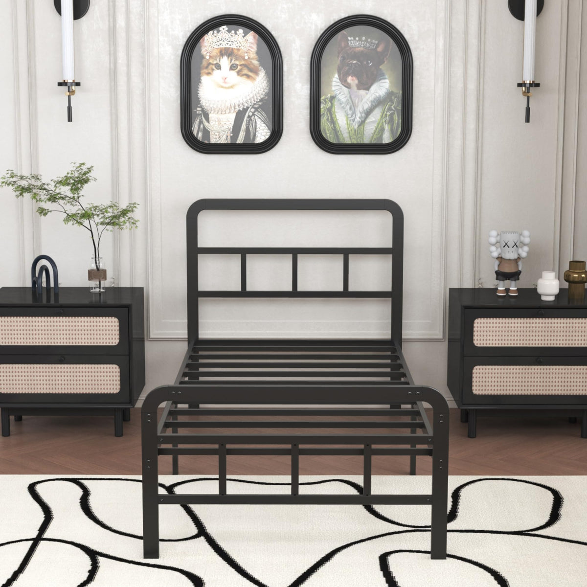 Twin Platform Bed Frame with Headboard and Footboard M675