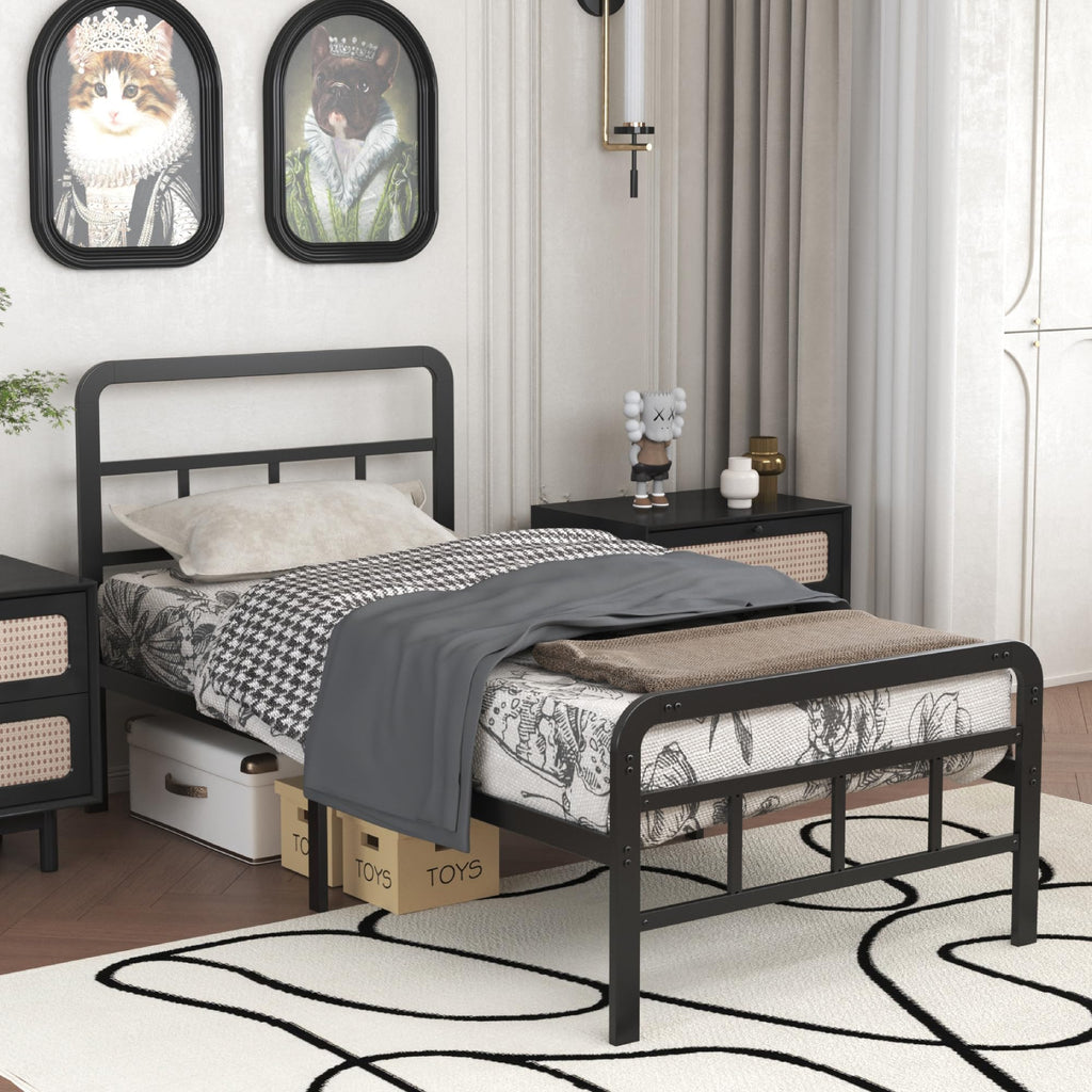 Twin Platform Bed Frame with Headboard and Footboard M675