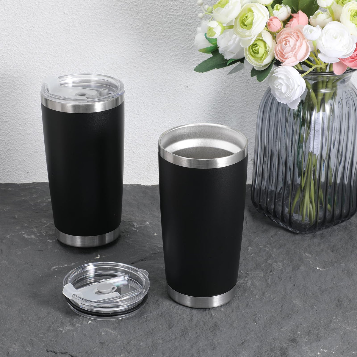 6 Pack 20oz Stainless Steel Insulated Tumbler with Lid L888925