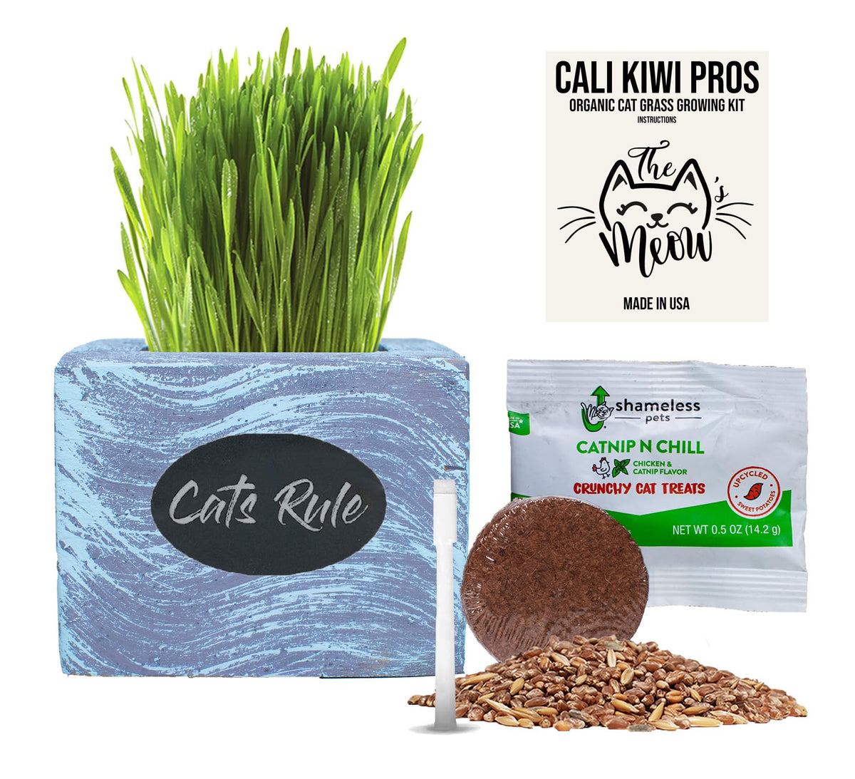 Organic Wheatgrass Seed & Soil Cat Grass Kit C208