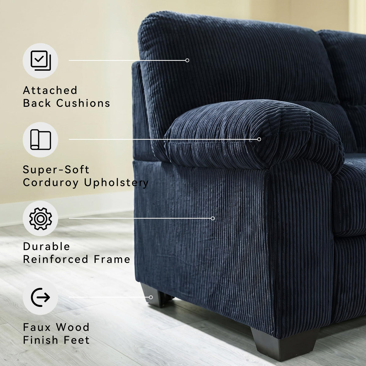 Navy Corduroy Sofa F142
