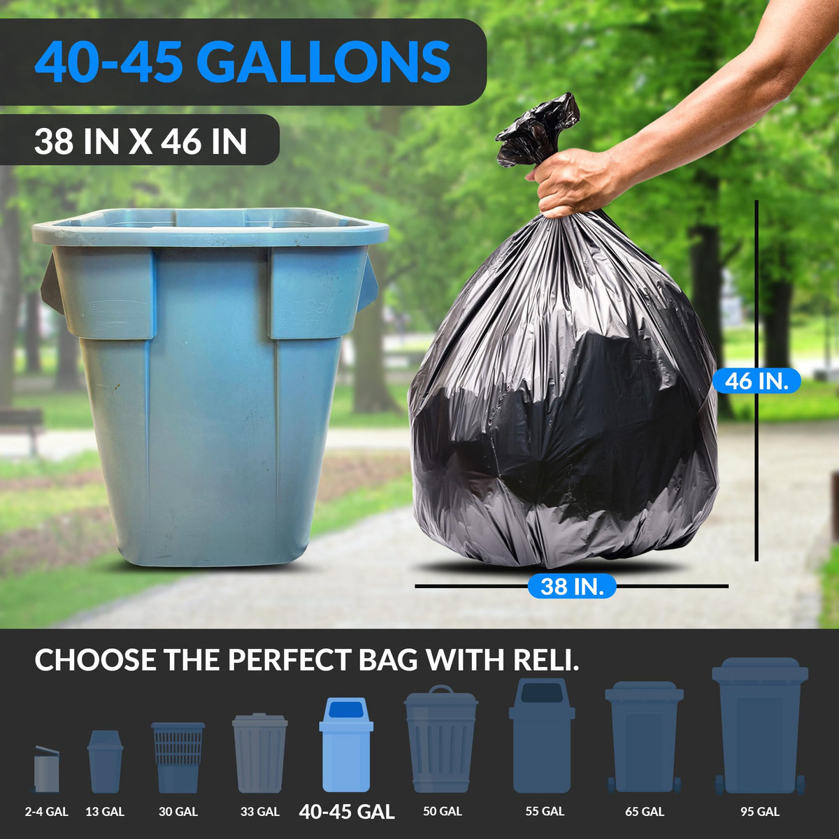 40 to 45 Gallon Heavy Duty Trash Bags D24767
