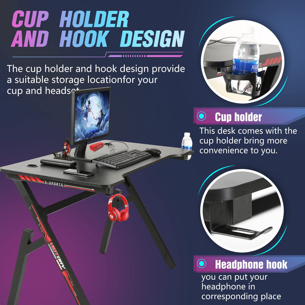47 Inch Red Gaming Desk with Mouse Pad M2348