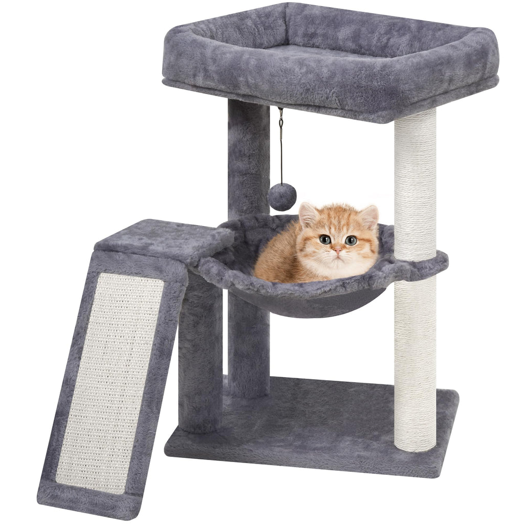 Cat Tree with Scratching Post and Hammock, Grey Q948