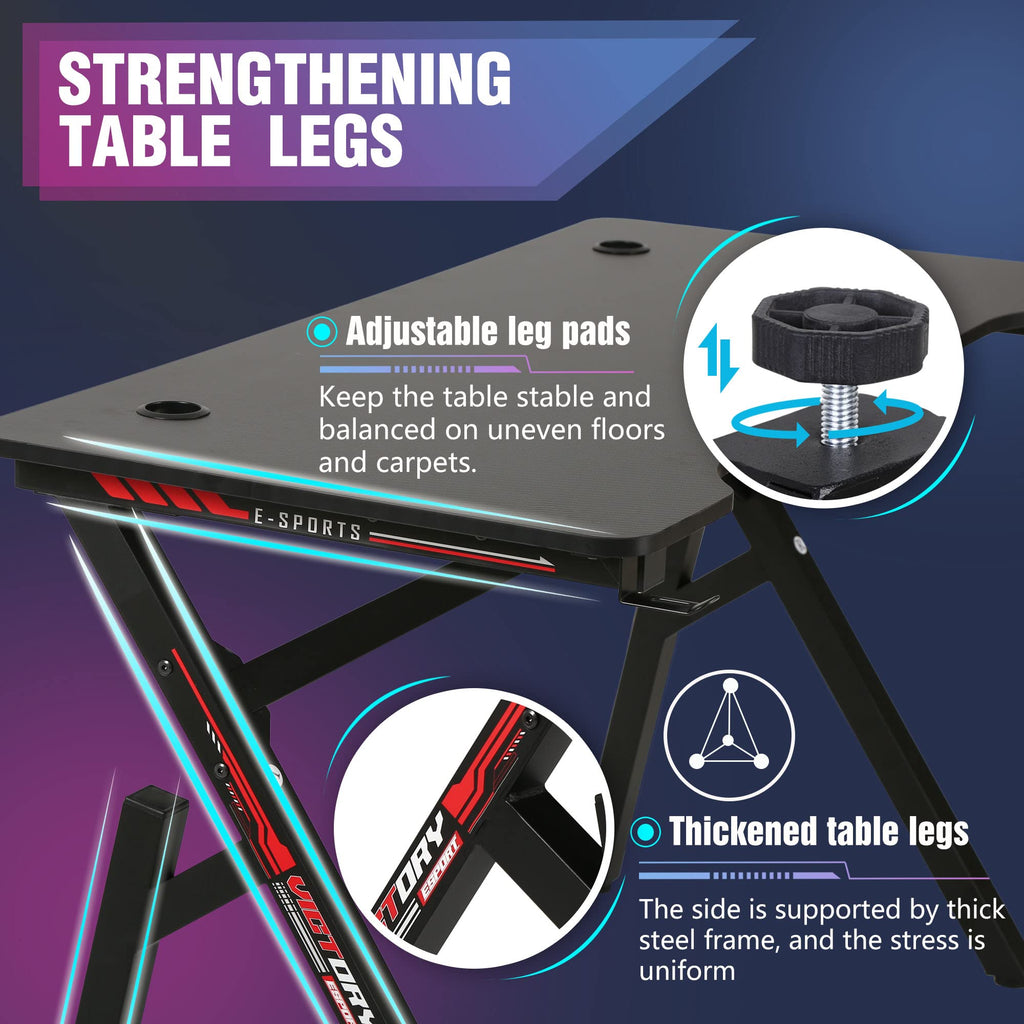 47 Inch Red Gaming Desk with Mouse Pad M2348
