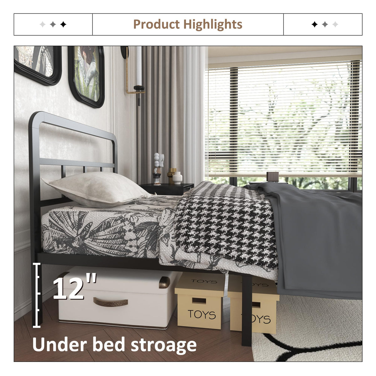 Twin Platform Bed Frame with Headboard and Footboard M675