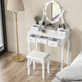 White Makeup Vanity Table with Lighted Mirror and Stool P28646