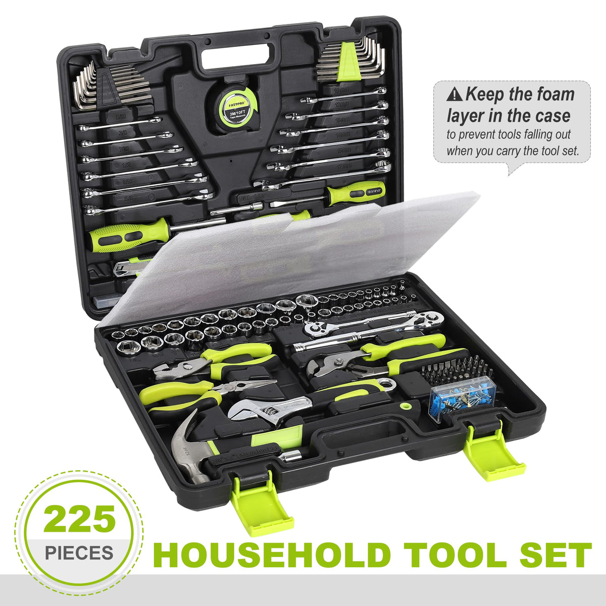 225-Piece Home Repairing Tool Kit with Tool Box T100