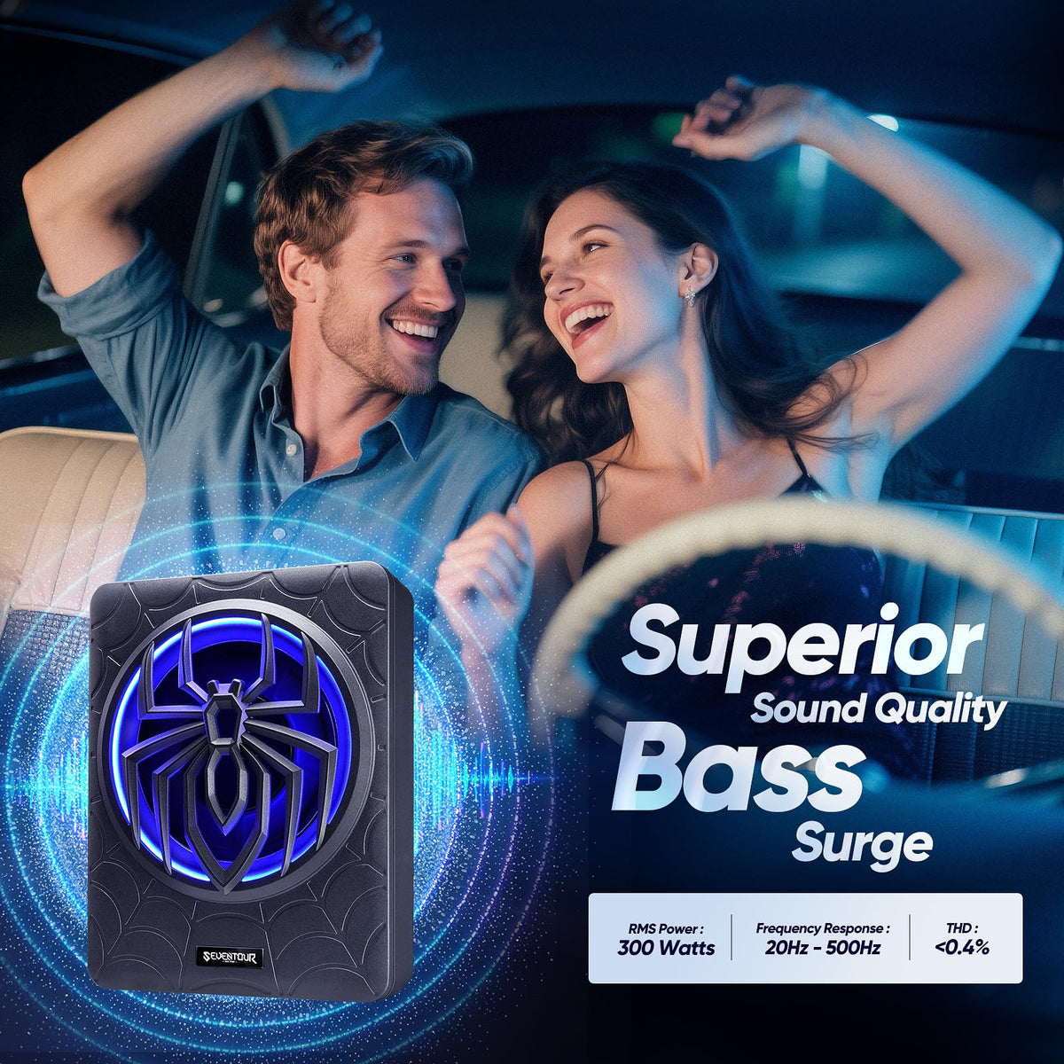 10" 1200W Powered Car Subwoofer with Amplifier T53564