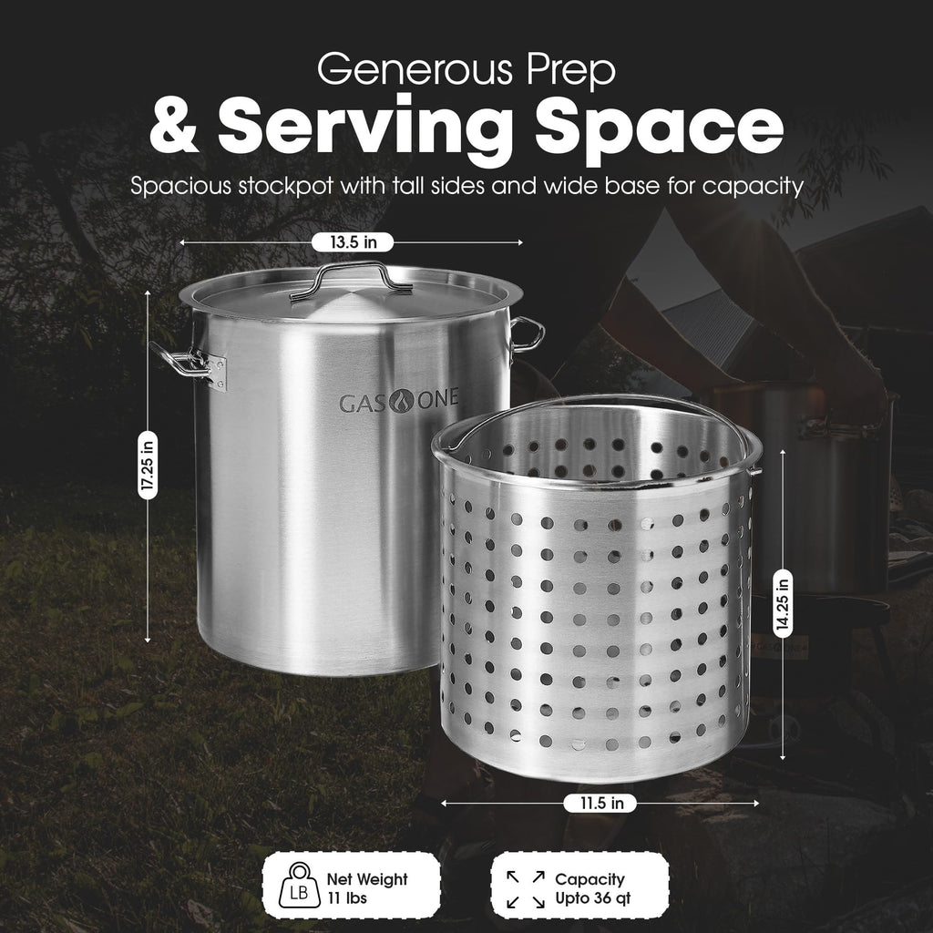 Stainless Steel 36qt Stockpot with Basket and Lid D518572