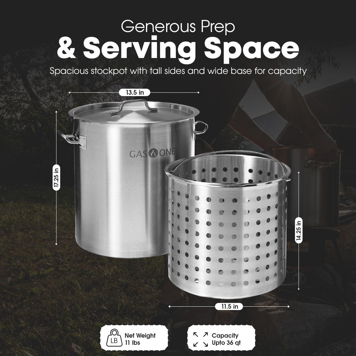 Stainless Steel 36qt Stockpot with Basket and Lid D518572