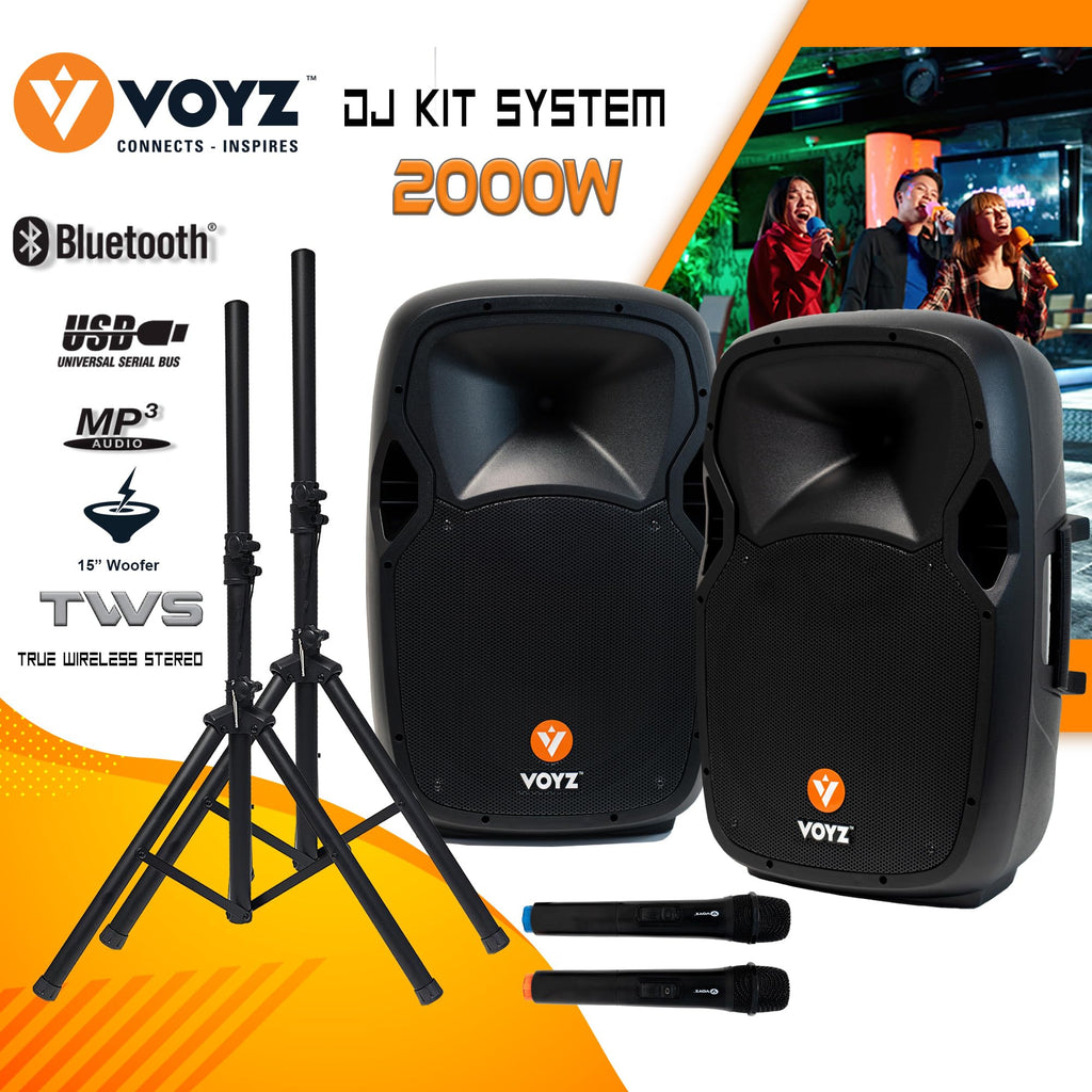 15" 2000 Watt 2-Way Powered PA Speaker System C909047