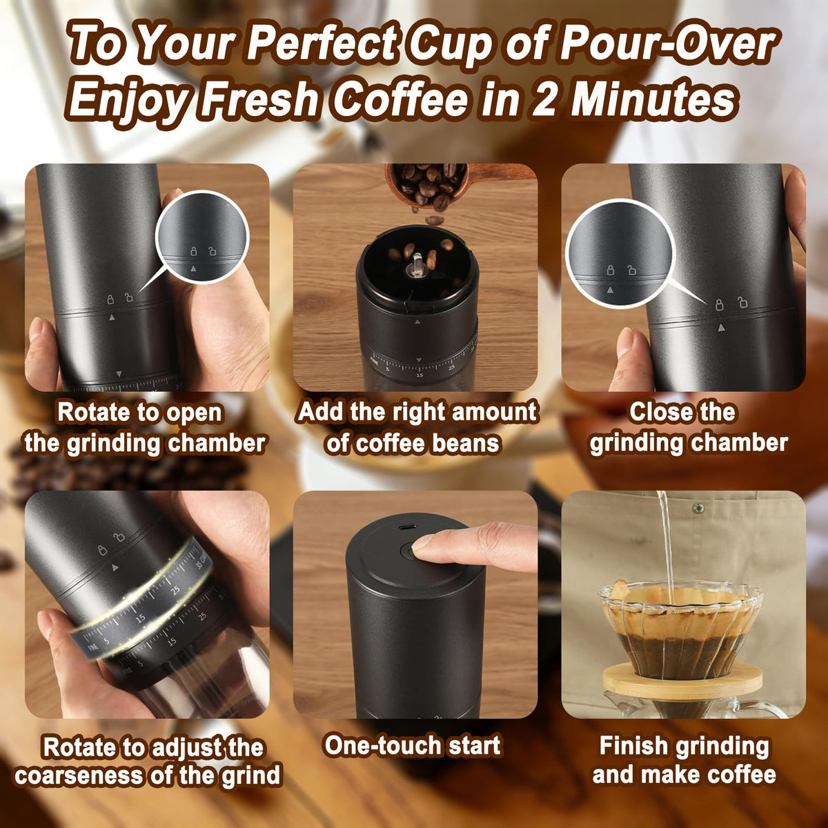 Portable Electric Coffee Burr Grinder R70206