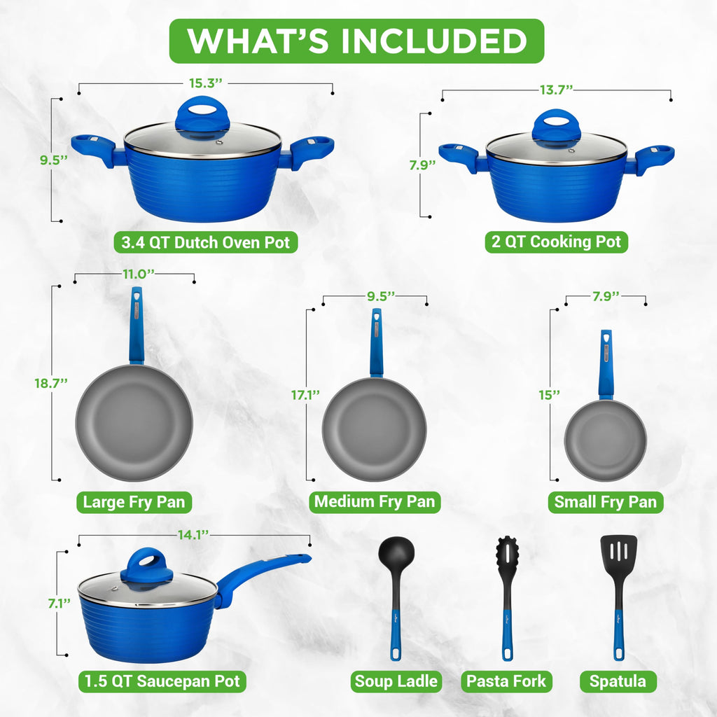 12 Pc Blue Nonstick Cookware Set O126
