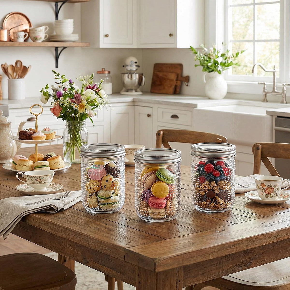 6-Pack 16 oz Wide Mouth Glass Mason Jars with Lids W730