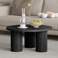 Round Wood Coffee Table with Fluted Legs Q591