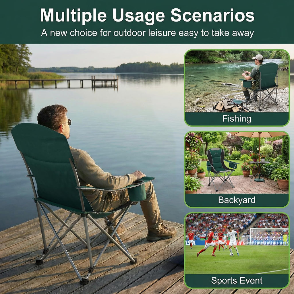 Oversized Folding Camping Chair with Cup Holder, 2 Pack M675