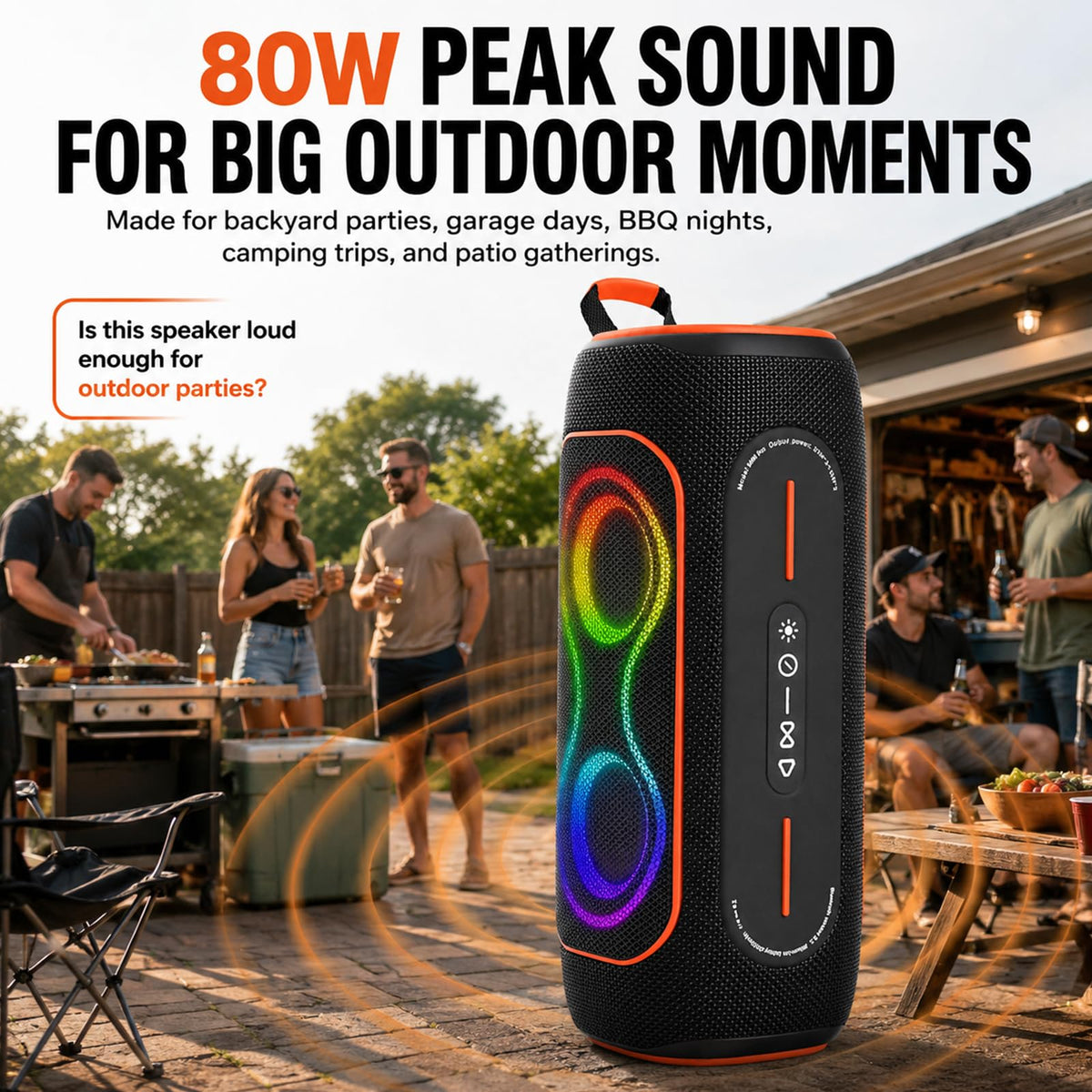 Black 80W Portable Bluetooth Speaker H31101