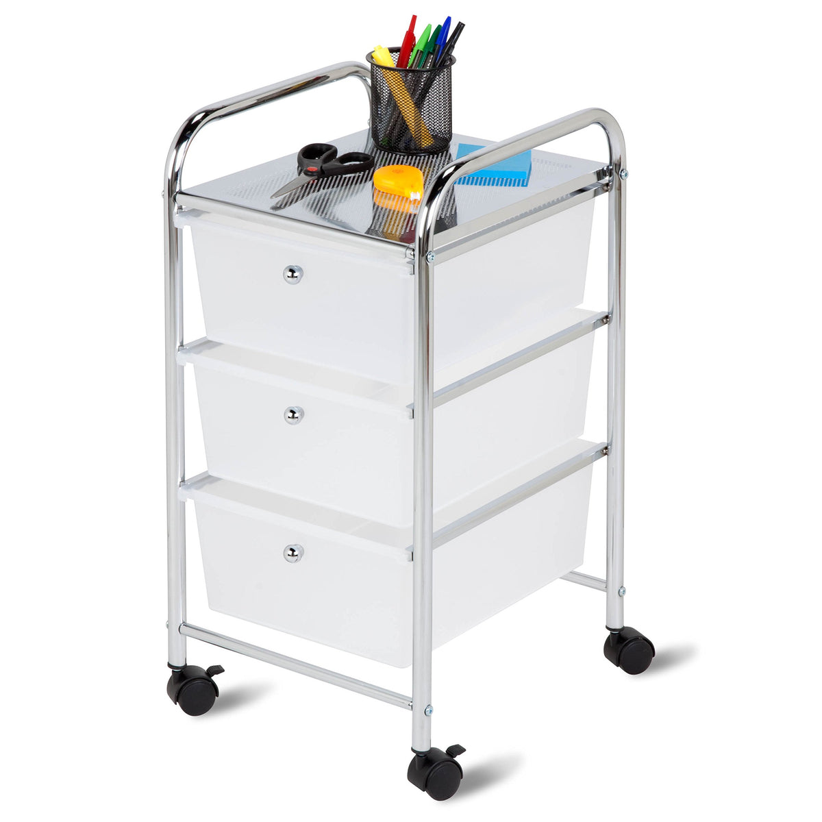3 Drawer Plastic Storage Cart on Wheels S2591