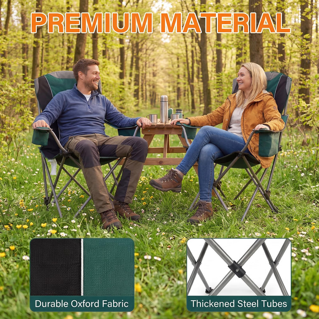Oversized Folding Camping Chair with Cup Holder, 2 Pack M675