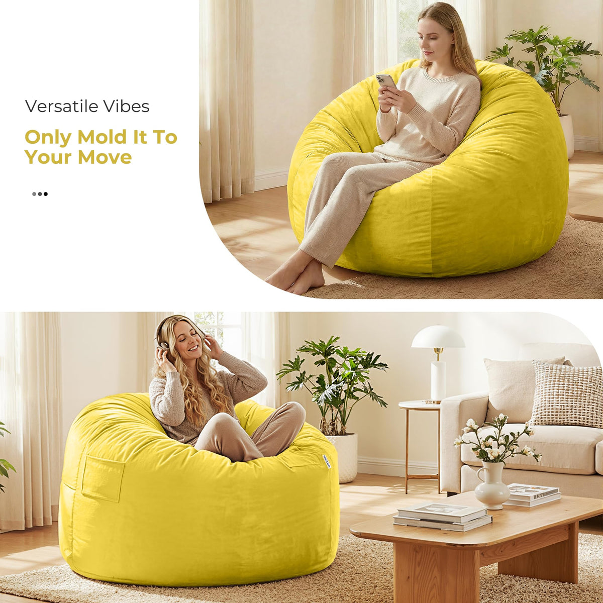Giant 4' Memory Foam Bean Bag Chair with Microfiber Cover X1476
