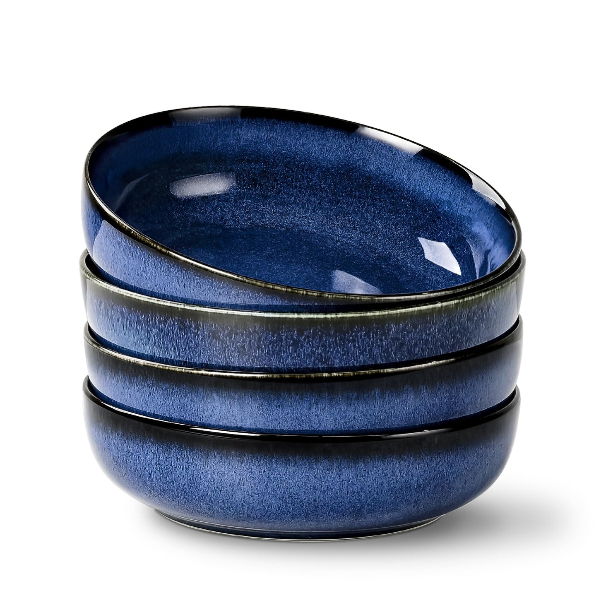 Blue Porcelain Pasta Bowls Set for 4 S8024