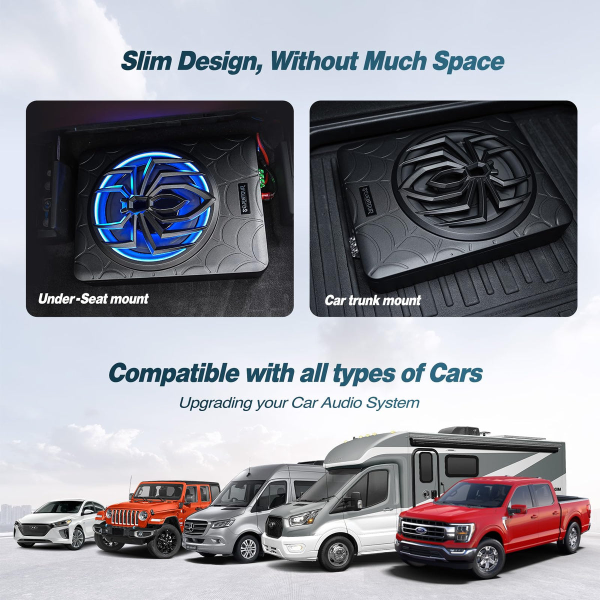 10" 1200W Powered Car Subwoofer with Amplifier T53564