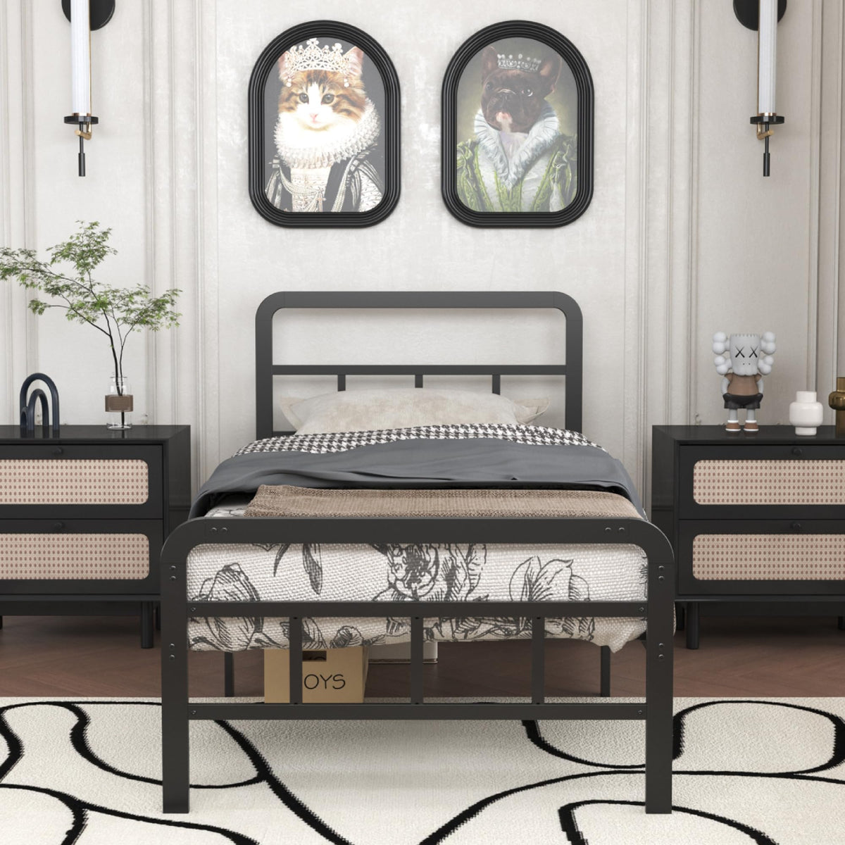 Twin Platform Bed Frame with Headboard and Footboard M675
