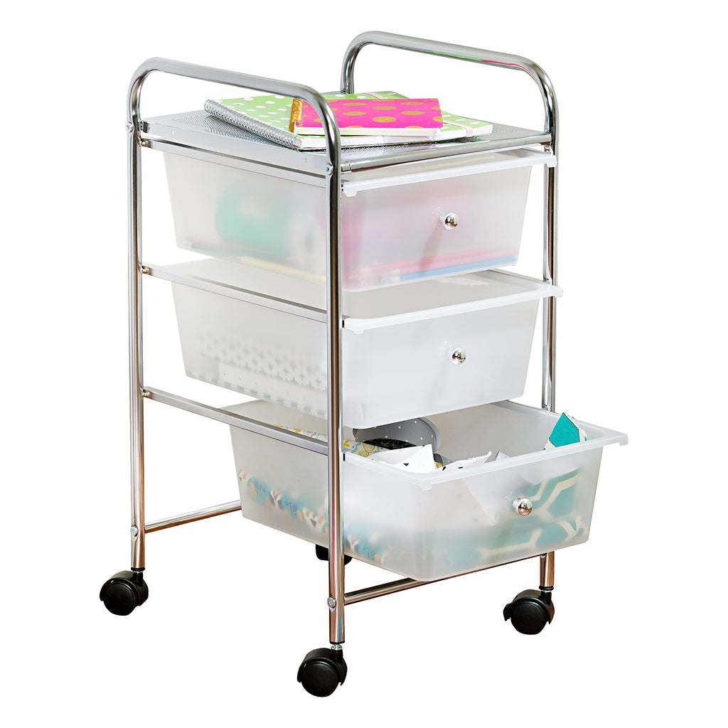 3 Drawer Plastic Storage Cart on Wheels S2591