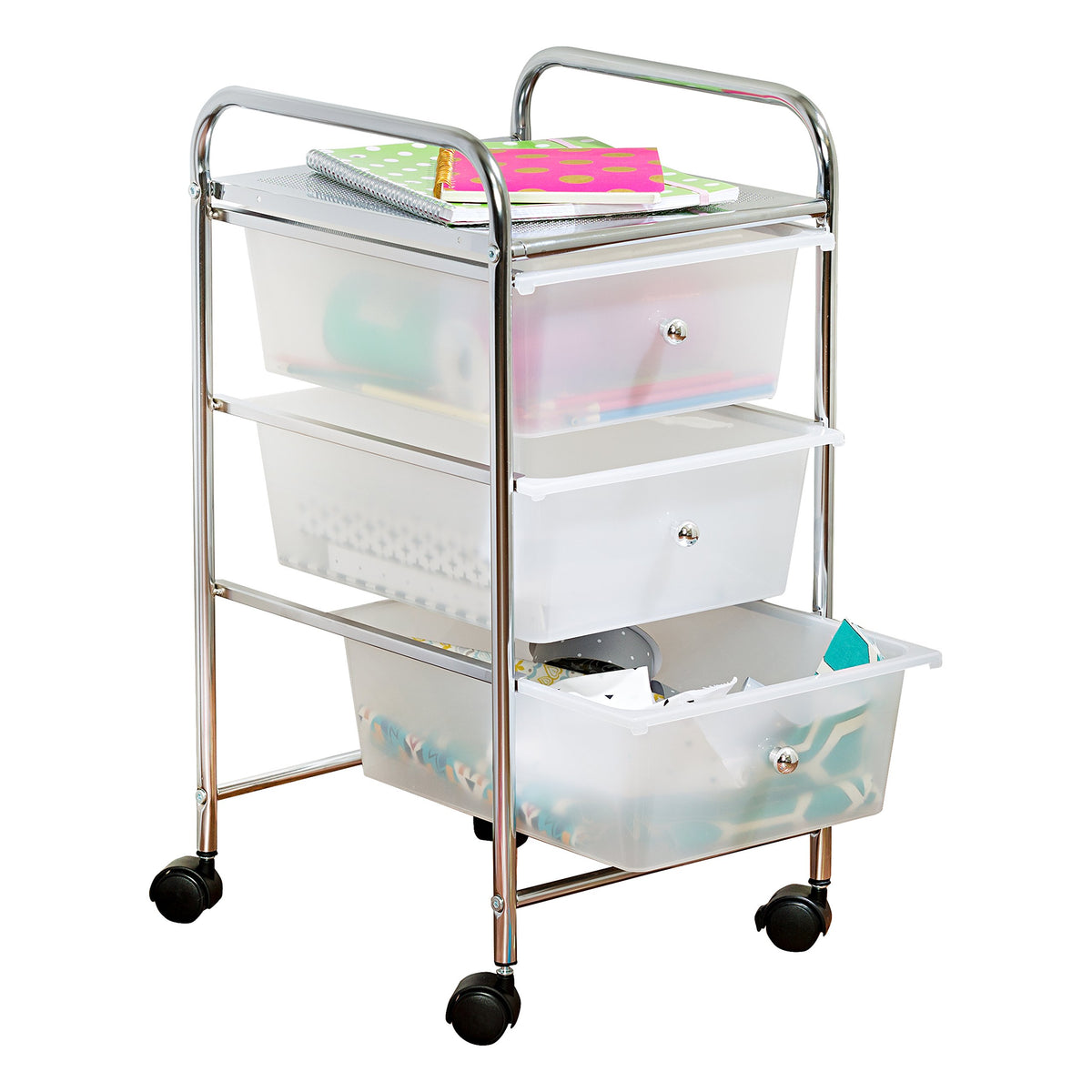 3 Drawer Plastic Storage Cart on Wheels S2591