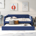 Blue Upholstered Daybed with Trundle W9145