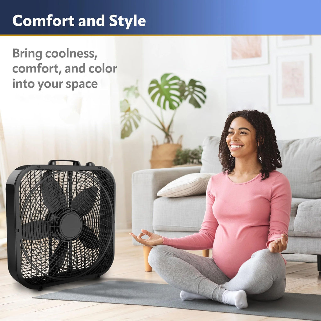 20" Classic Box Fan, 3 Speeds, Black C82536
