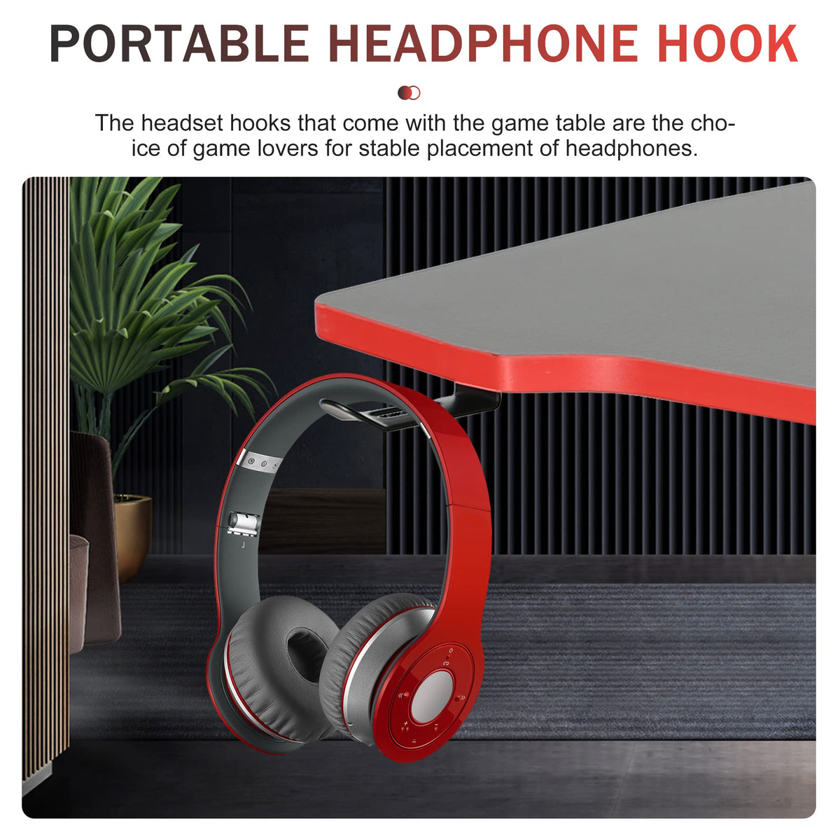 47 Inch Z Shaped Gaming Desk with Headphone Hook C35335