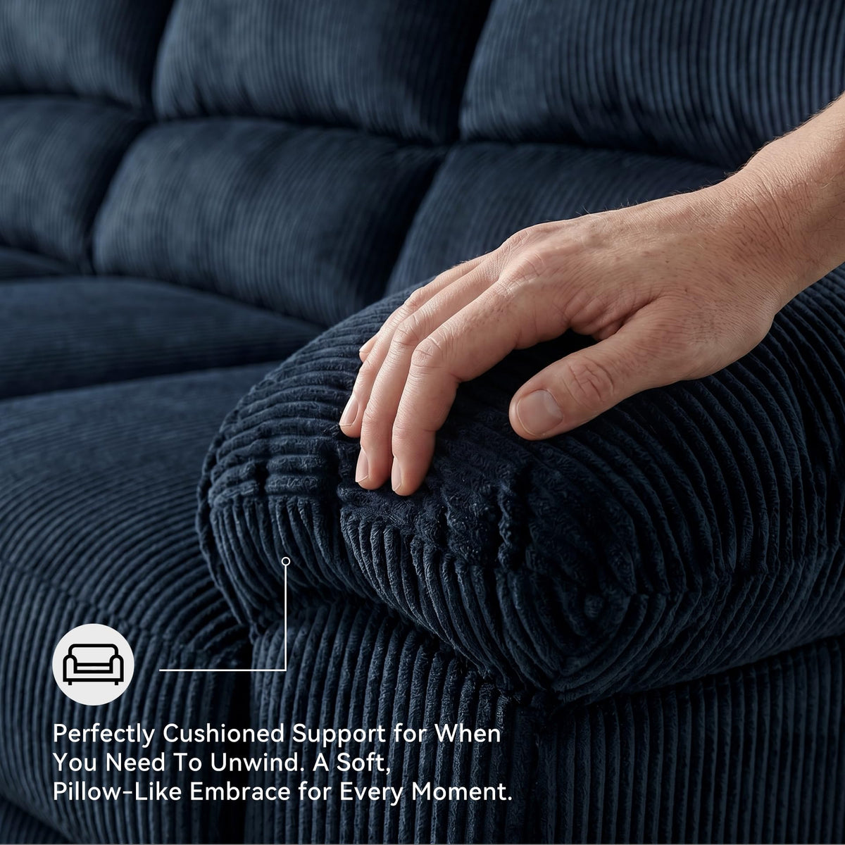 Navy Corduroy Sofa F142