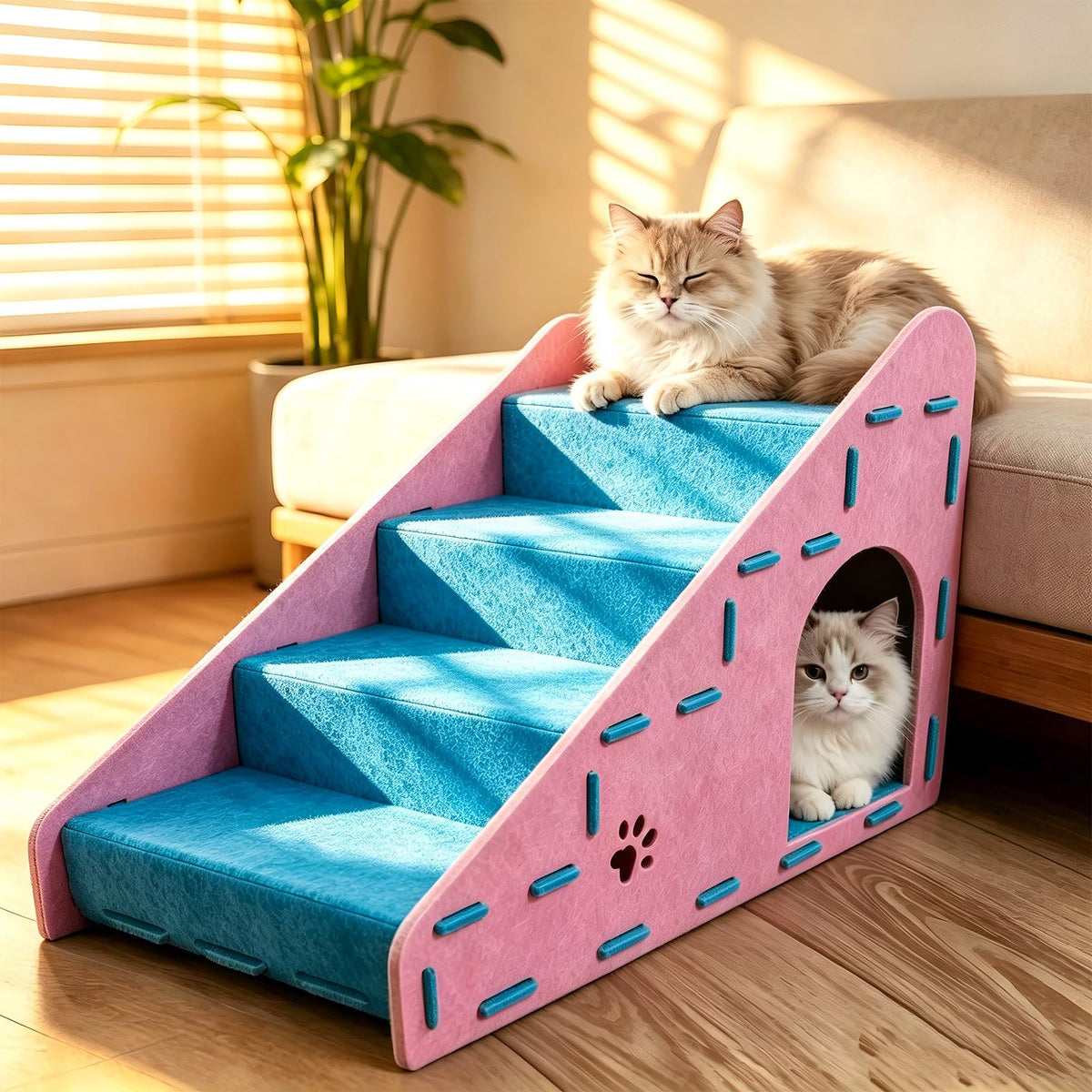 Felt 4-Step Foldable Pet Stairs B1155