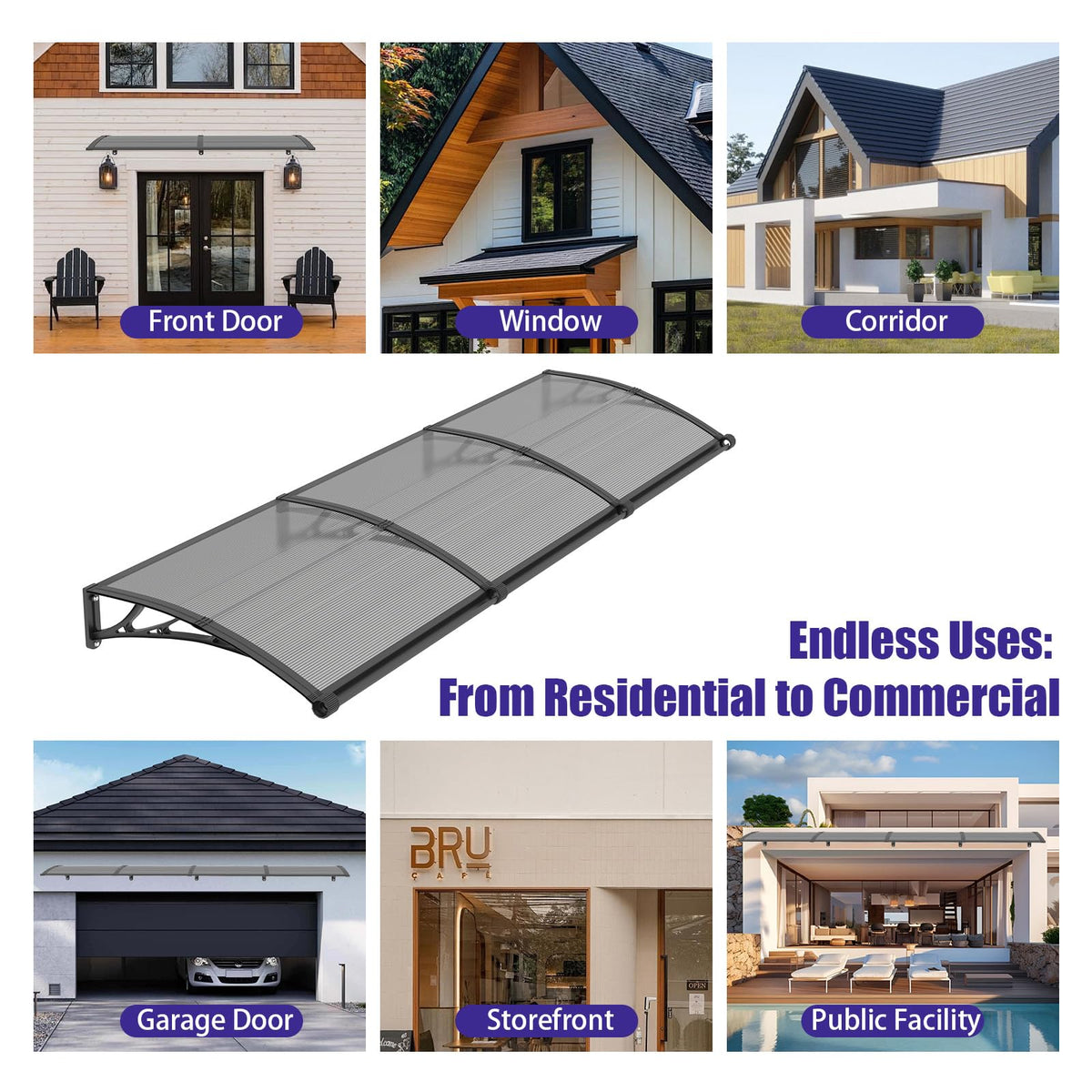 32" x 48" Window Door Awning Canopy with Drainage U3121