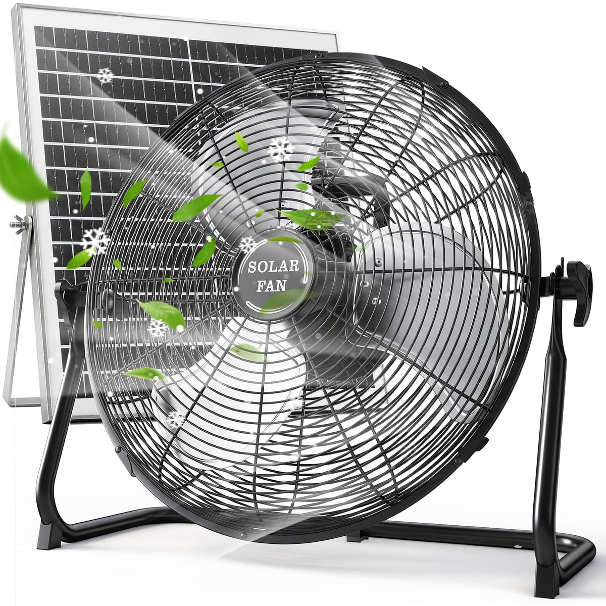 20" Solar Powered Rechargeable Floor Fan with 40W Solar Panel T33356