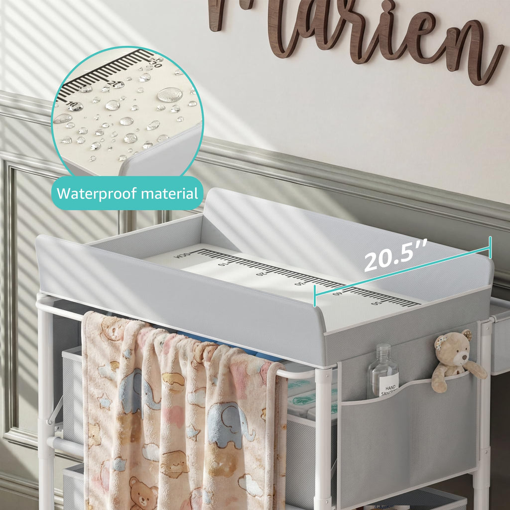 Grey Baby Changing Table with 4 Drawers W2639