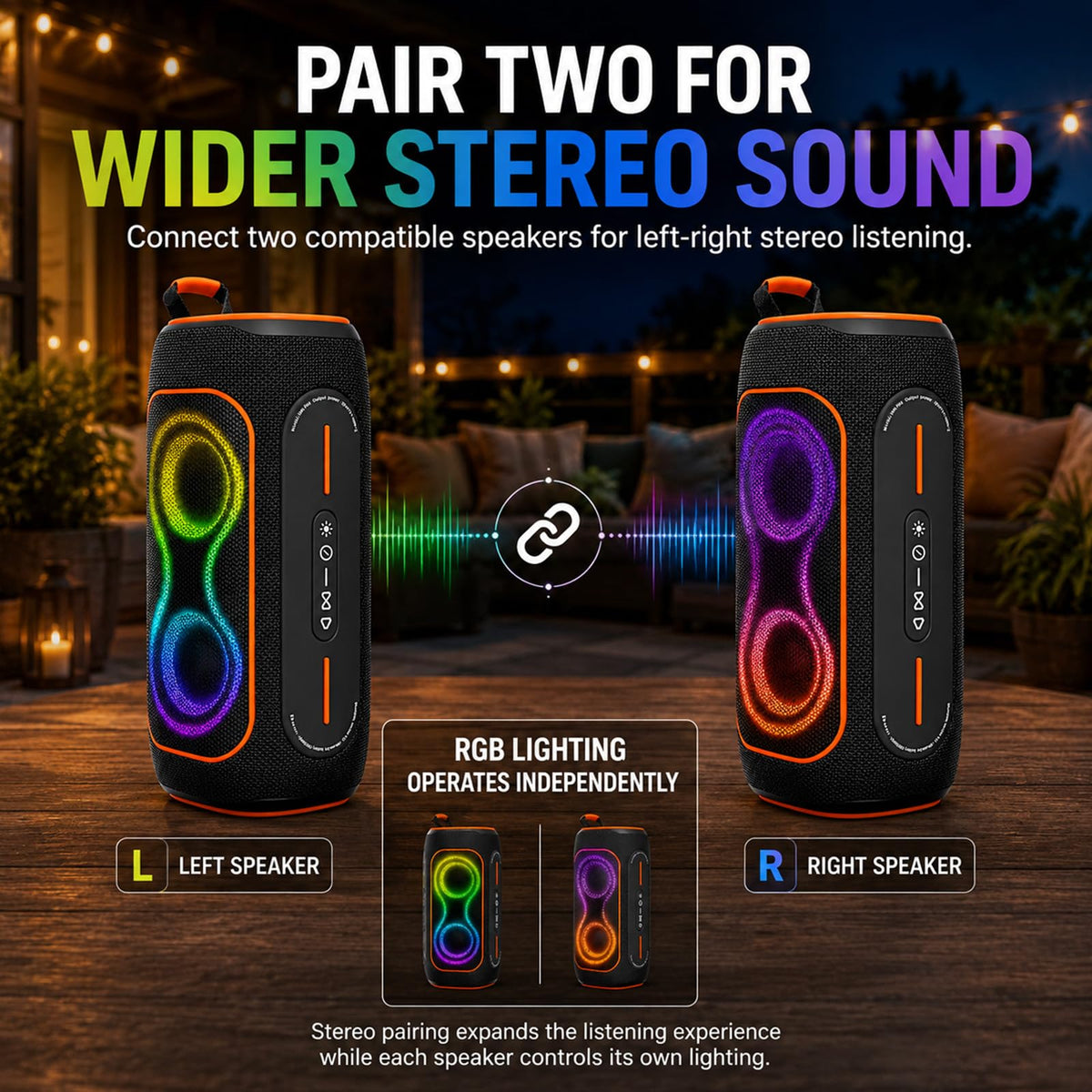 Black 80W Portable Bluetooth Speaker H31101