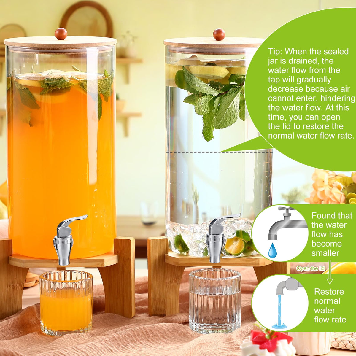 2 Pack 3 Gallon Glass Drink Dispensers B8682