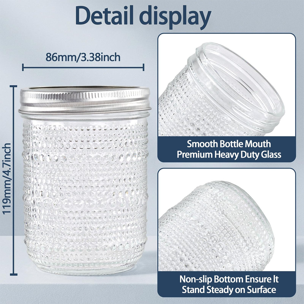 6-Pack 16 oz Wide Mouth Glass Mason Jars with Lids W730