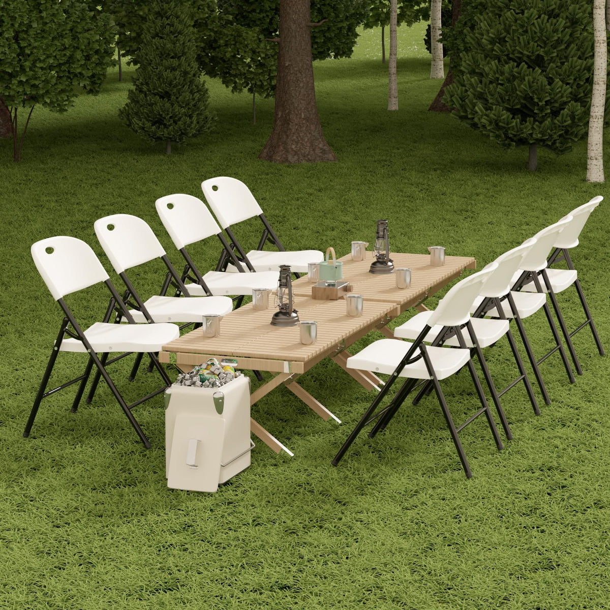Heavy Duty Plastic Folding Chair with Reinforced Steel Frame X2776