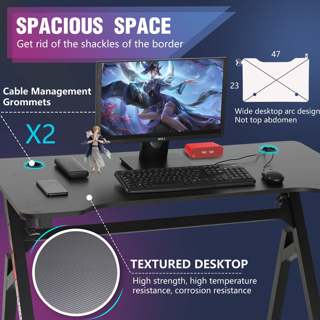 47 Inch Red Gaming Desk with Mouse Pad M2348