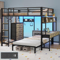 Oak Gray Full Over Twin Bunk Bed with Desk and Drawers N77763