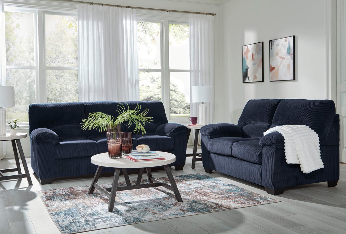 Navy Corduroy Sofa F142