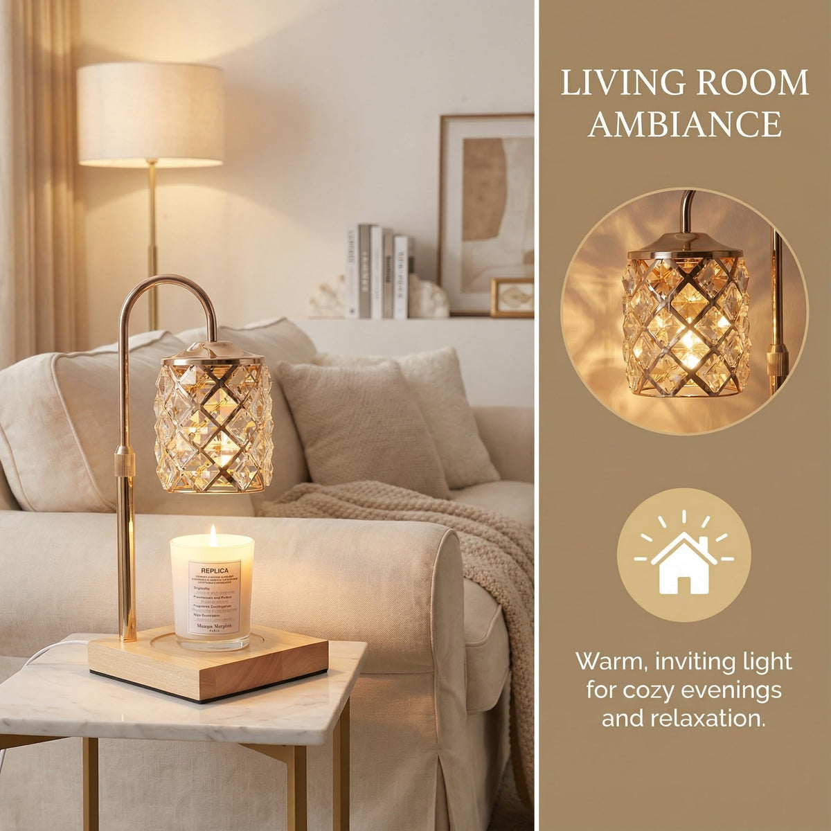 Dimmable Height Adjustable Candle Warmer Lamp with Timer and Remote T478