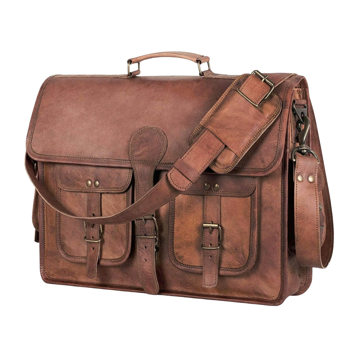 18 inch Leather Messenger Bag W278