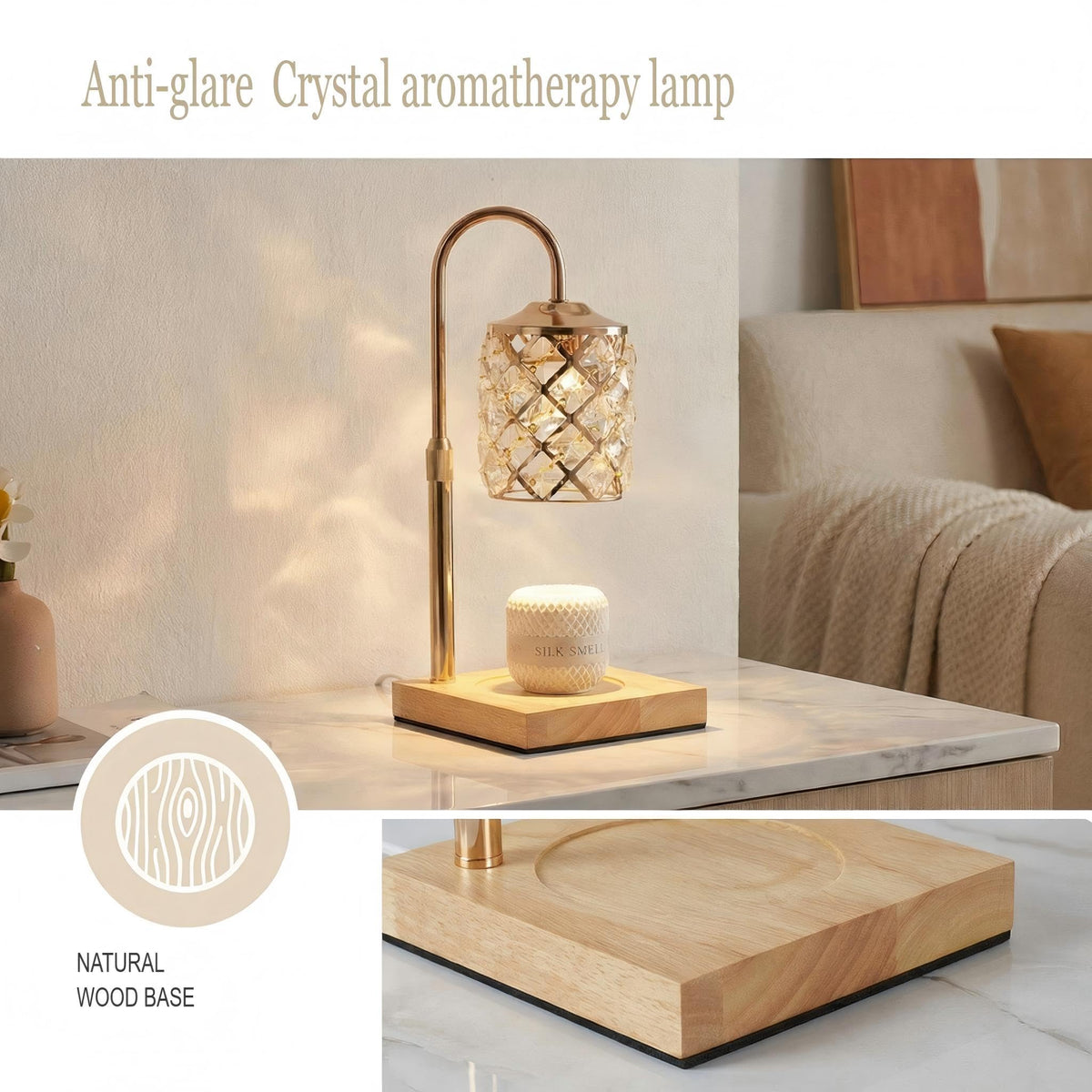 Dimmable Height Adjustable Candle Warmer Lamp with Timer and Remote T478