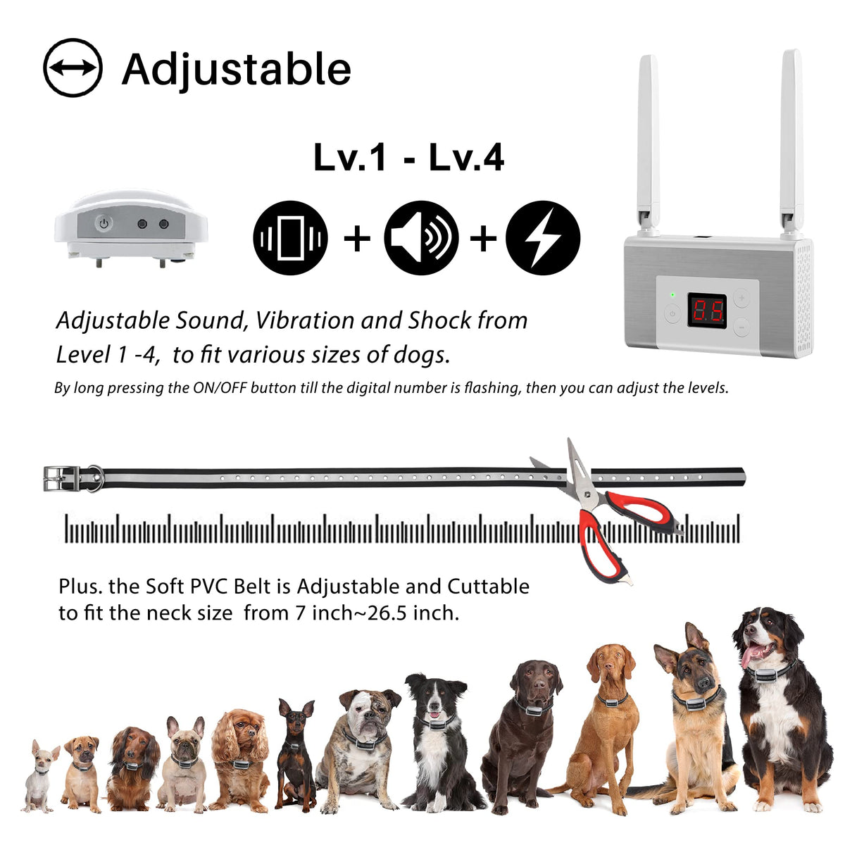 Electric Wireless Dog Fence System with Waterproof Rechargeable Collar G6279