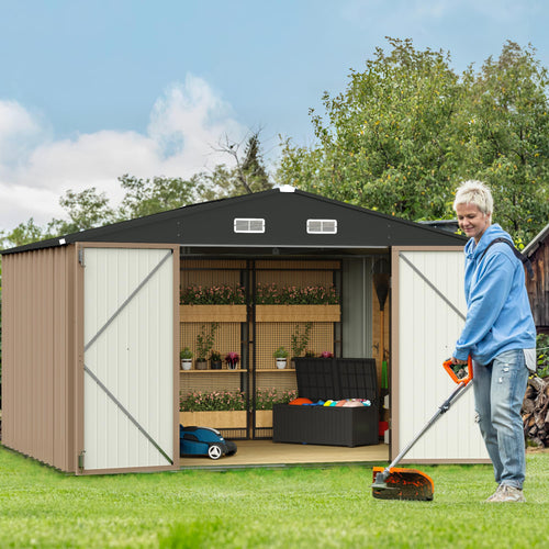 10 x 8 FT Metal Outdoor Storage Shed with Lockable Door W266